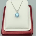 Lab Grown Round 2.22 ct VS1 Fancy Vivid Blue Pendant in 14KW Gold