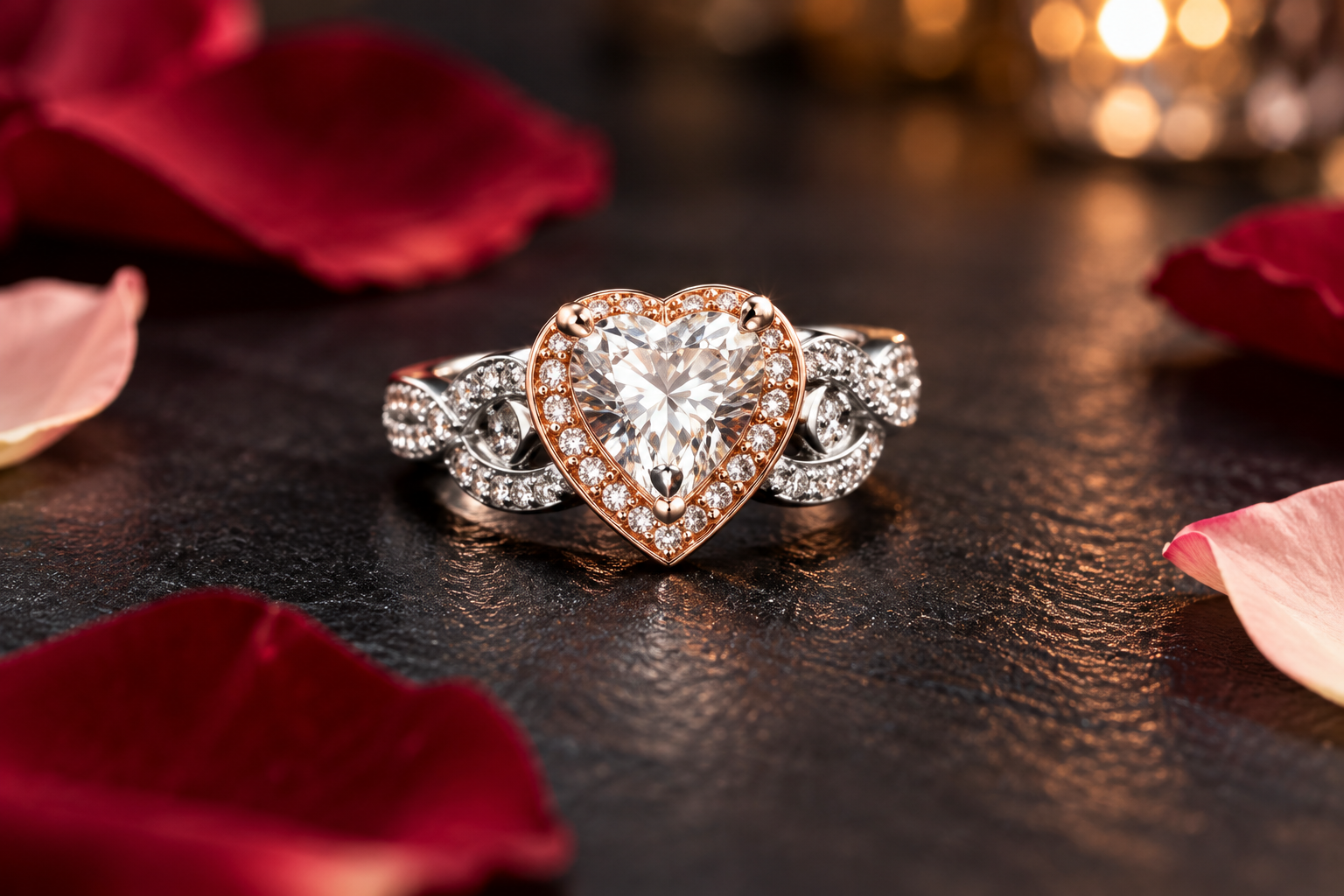 Heart-Shaped Diamond Ring Romance
